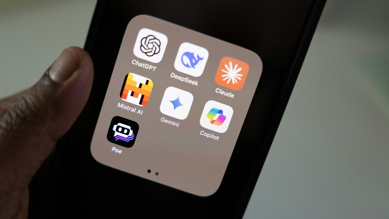 AI apps displayed on a smartphone