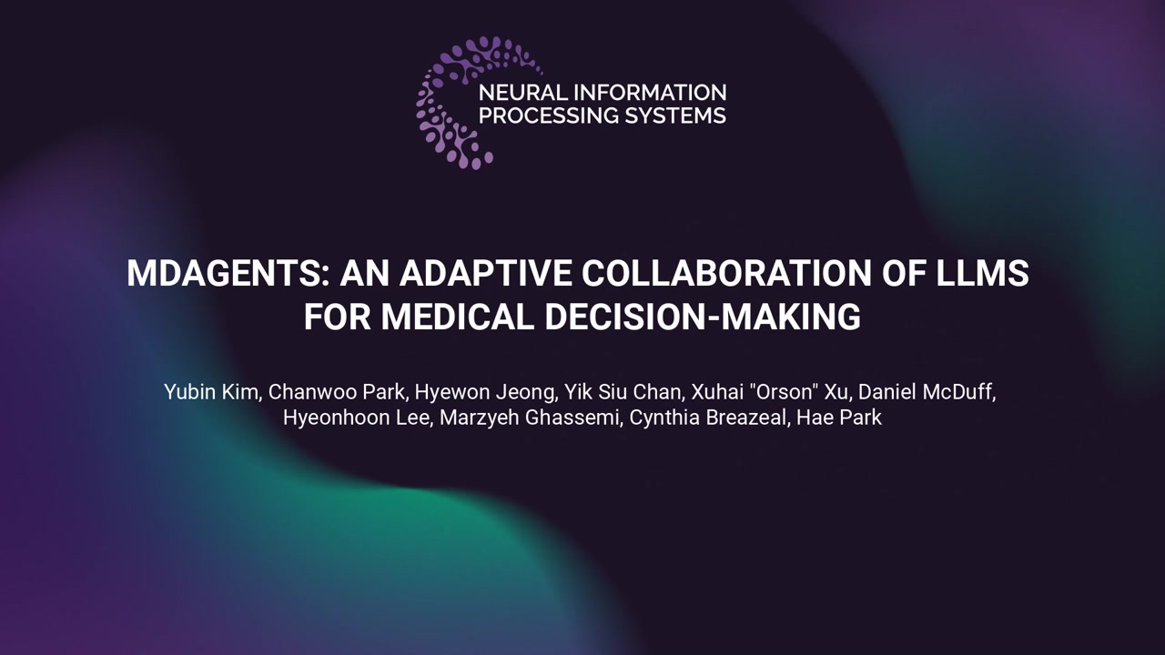 MDAgents NeurIPS 2024 title slide